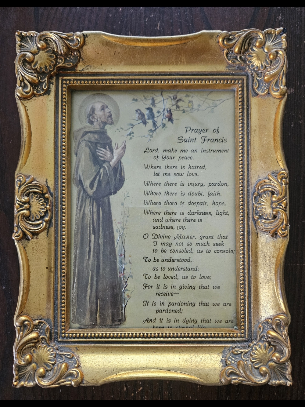 Gold Ornate Saint Francis Prayer Wall Frame - Decorative Accent